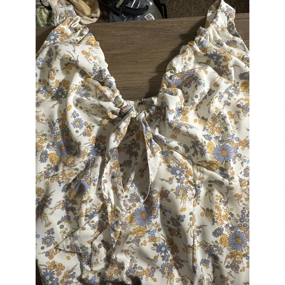 Abercrombie Fitch Floral Maxi Dress NWT Tie Front Womens XLT tall‎ leg slit